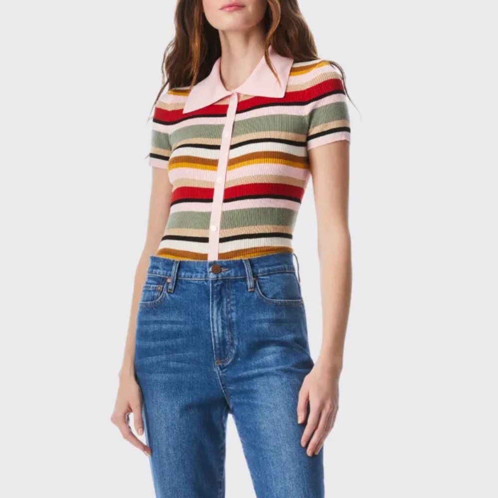 Alice + Olivia colleen striped polo shirt